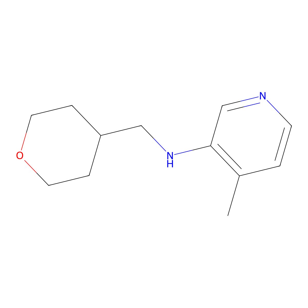 4-methyl-N-(oxan-4-ylmethyl)pyridin-3-amine molecular structure, CAS 1342003-04-6