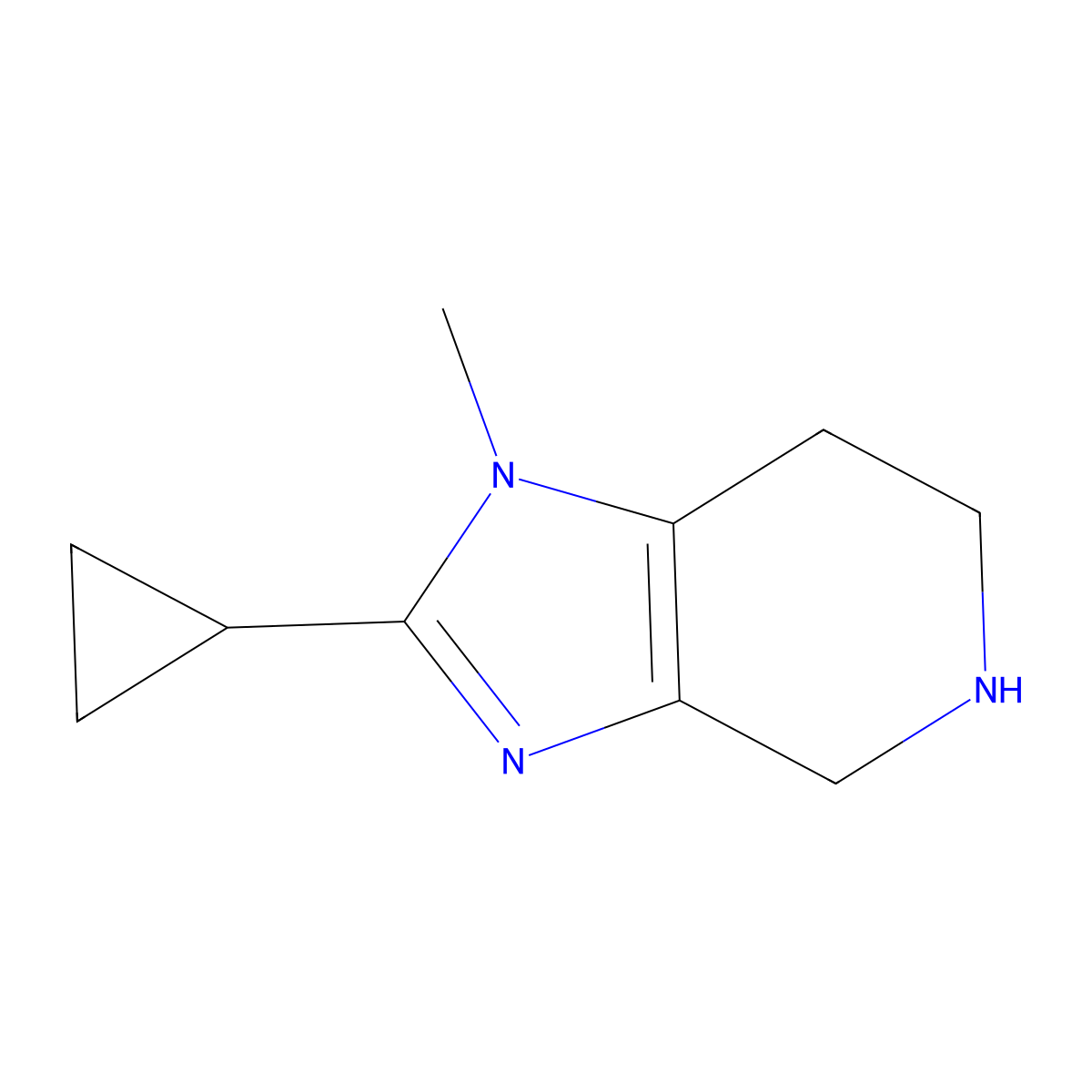 2-cyclopropyl-1-methyl-1H,4H,5H,6H,7H-imidazo[4,5-c]pyridine molecular structure, CAS 1342004-77-6