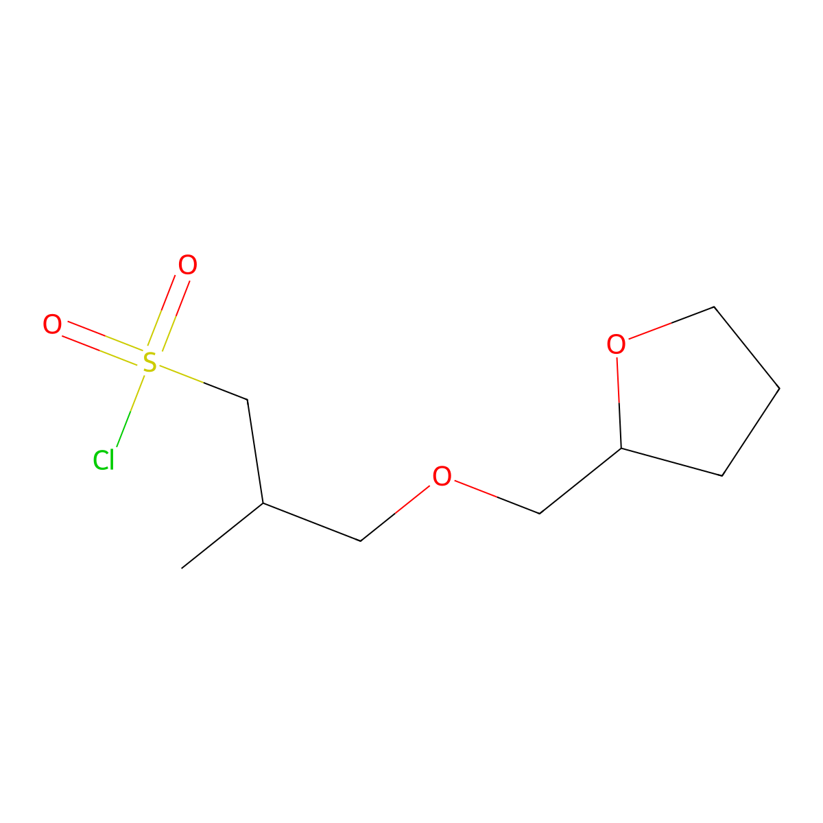 2-Methyl-3-[(oxolan-2-yl)methoxy]propane-1-sulfonyl chloride molecular structure, CAS 1342007-52-6