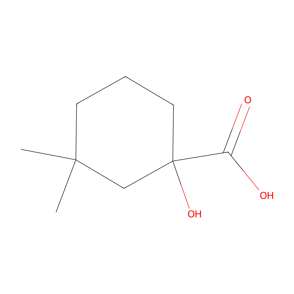 1-Hydroxy-3,3-dimethylcyclohexane-1-carboxylic acid molecular structure, CAS 1342007-75-3