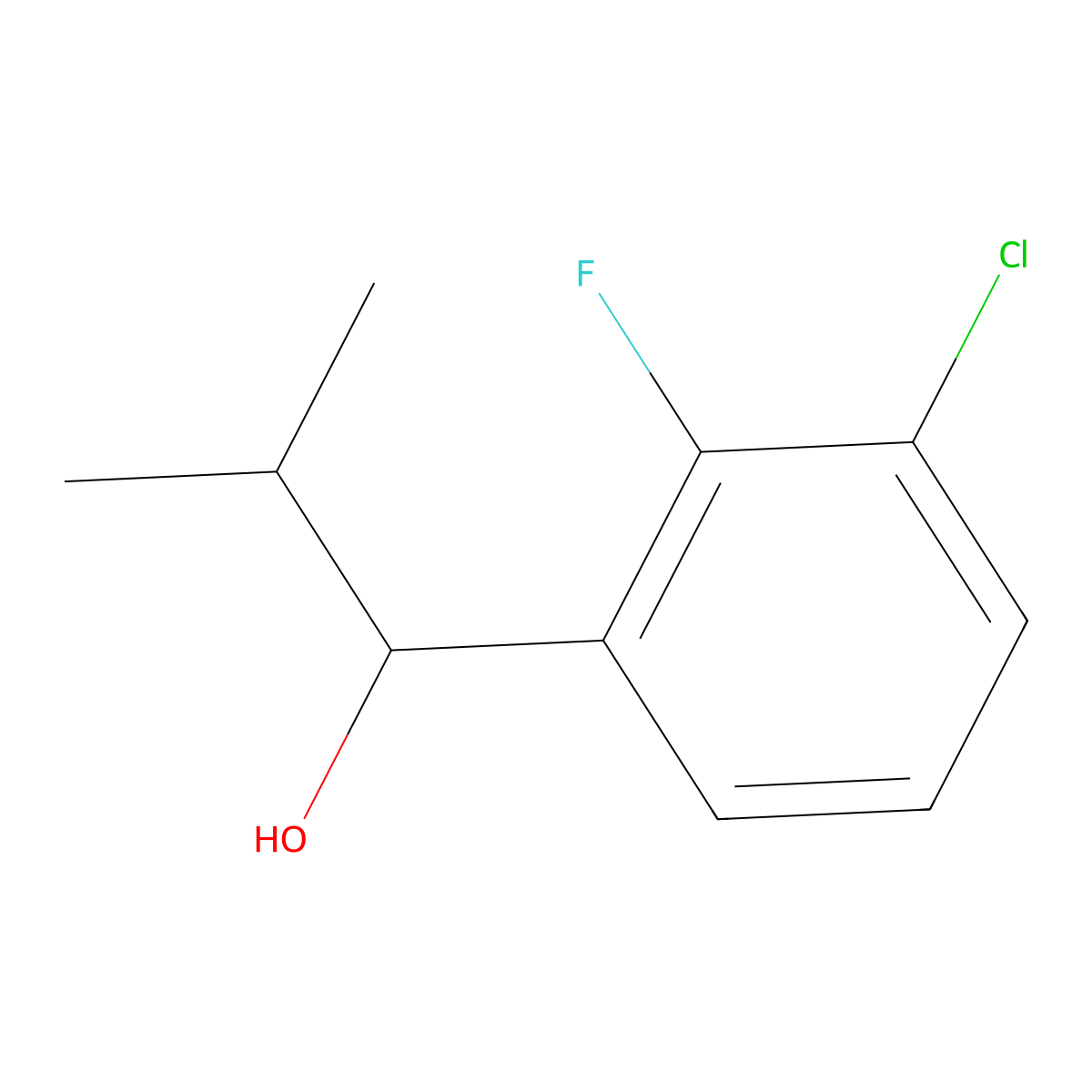 1-(3-Chloro-2-fluorophenyl)-2-methylpropan-1-ol molecular structure, CAS 1342008-56-3