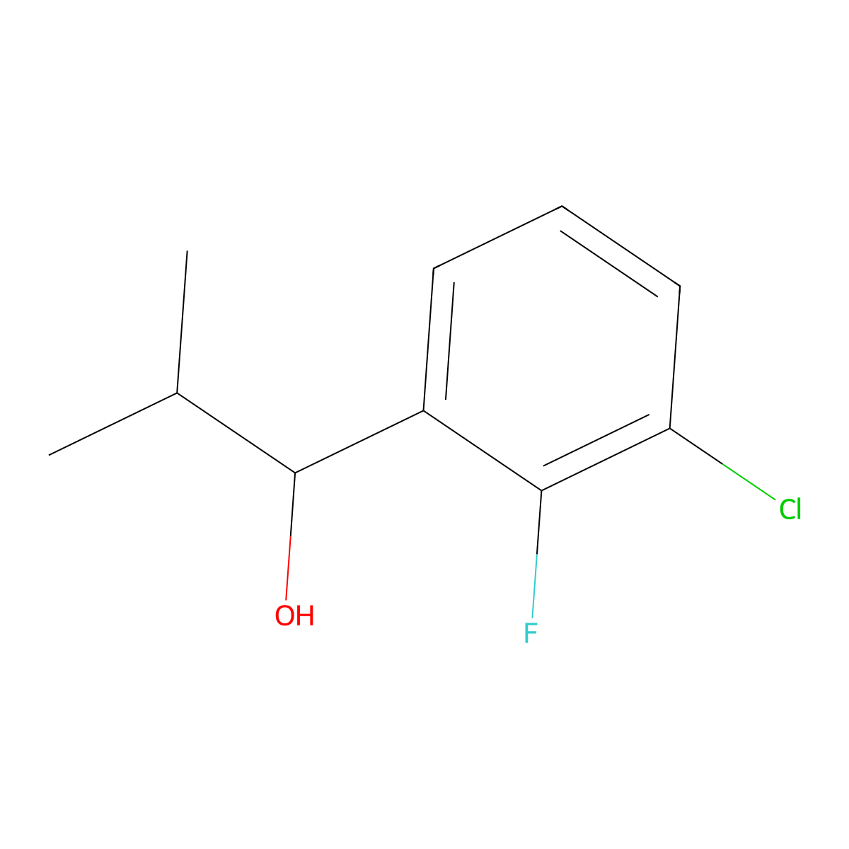 1-(3-Chloro-2-fluorophenyl)-2-methylpropan-1-ol molecular structure, CAS 1342008-56-3