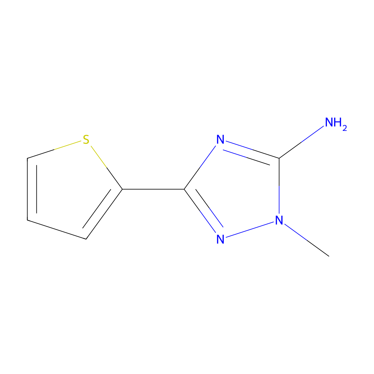 1-methyl-3-(thiophen-2-yl)-1H-1,2,4-triazol-5-amine molecular structure, CAS 1342010-38-1