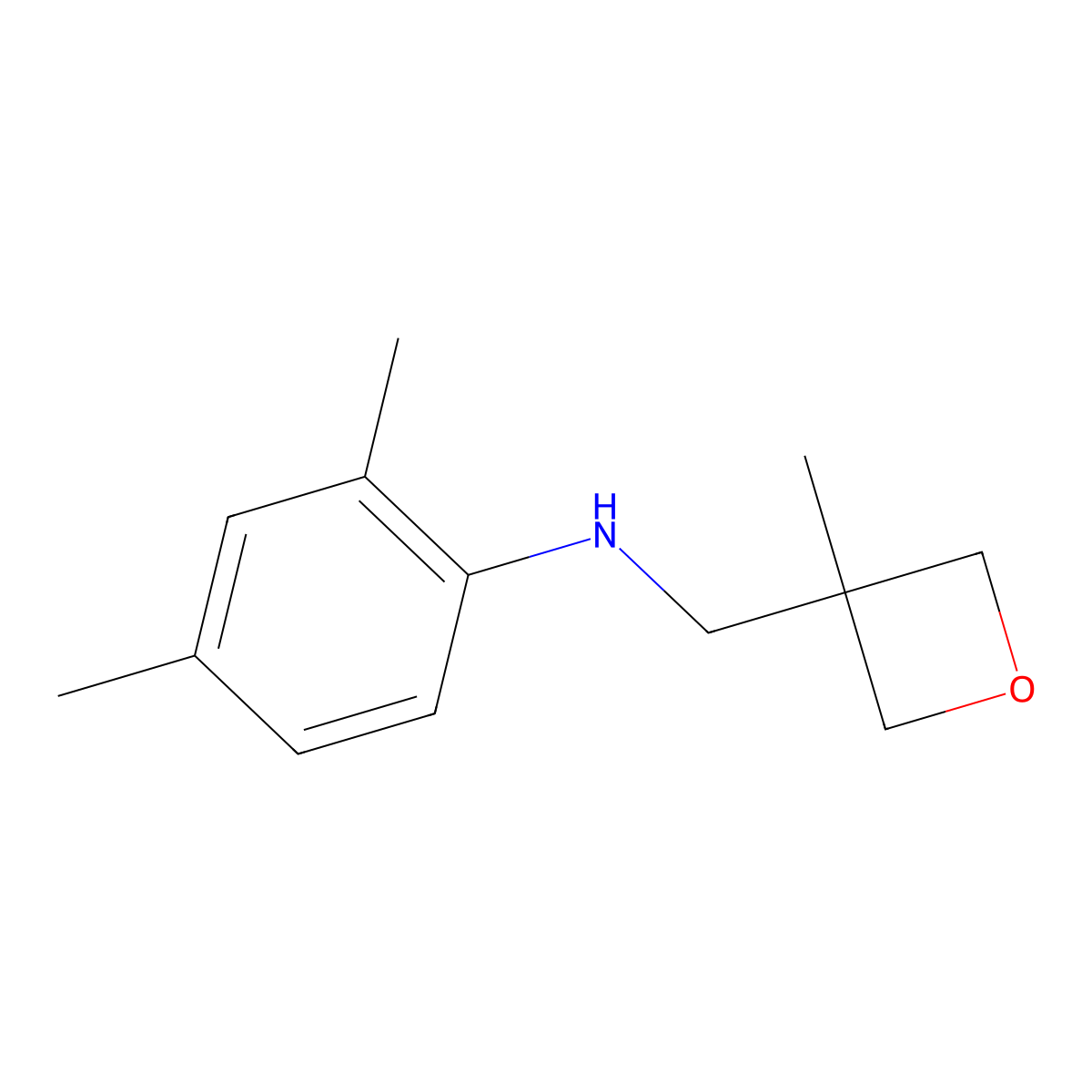 2,4-dimethyl-N-[(3-methyloxetan-3-yl)methyl]aniline molecular structure, CAS 1342010-49-4