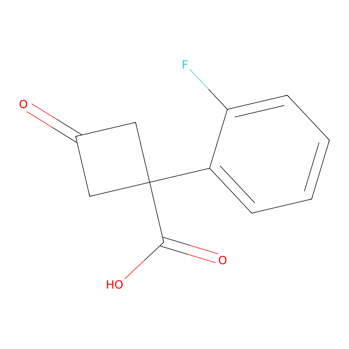 1-(2-Fluorophenyl)-3-oxocyclobutane-1-carboxylic acid molecular structure, CAS 1342013-55-1