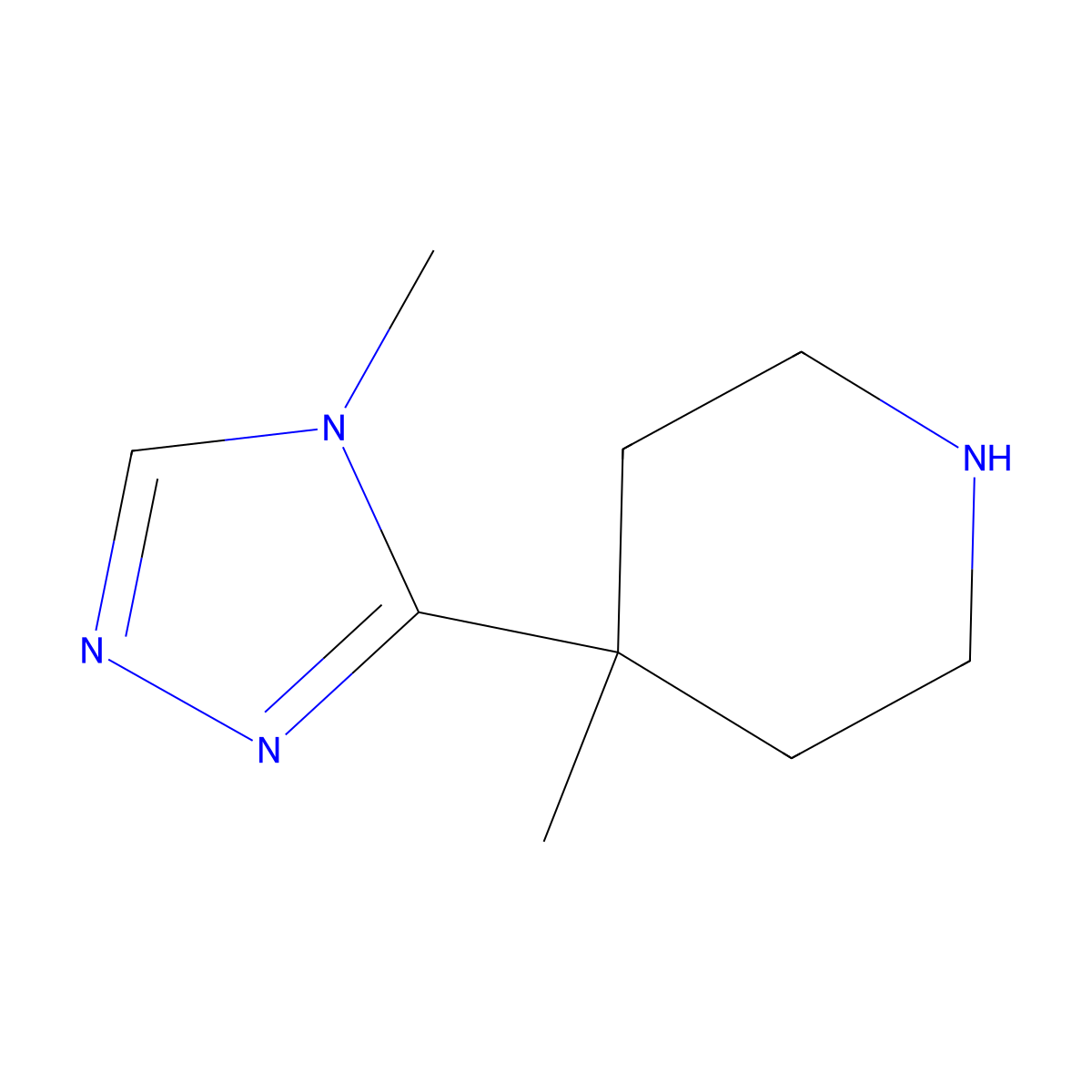 4-methyl-4-(4-methyl-4H-1,2,4-triazol-3-yl)piperidine molecular structure, CAS 1342013-91-5