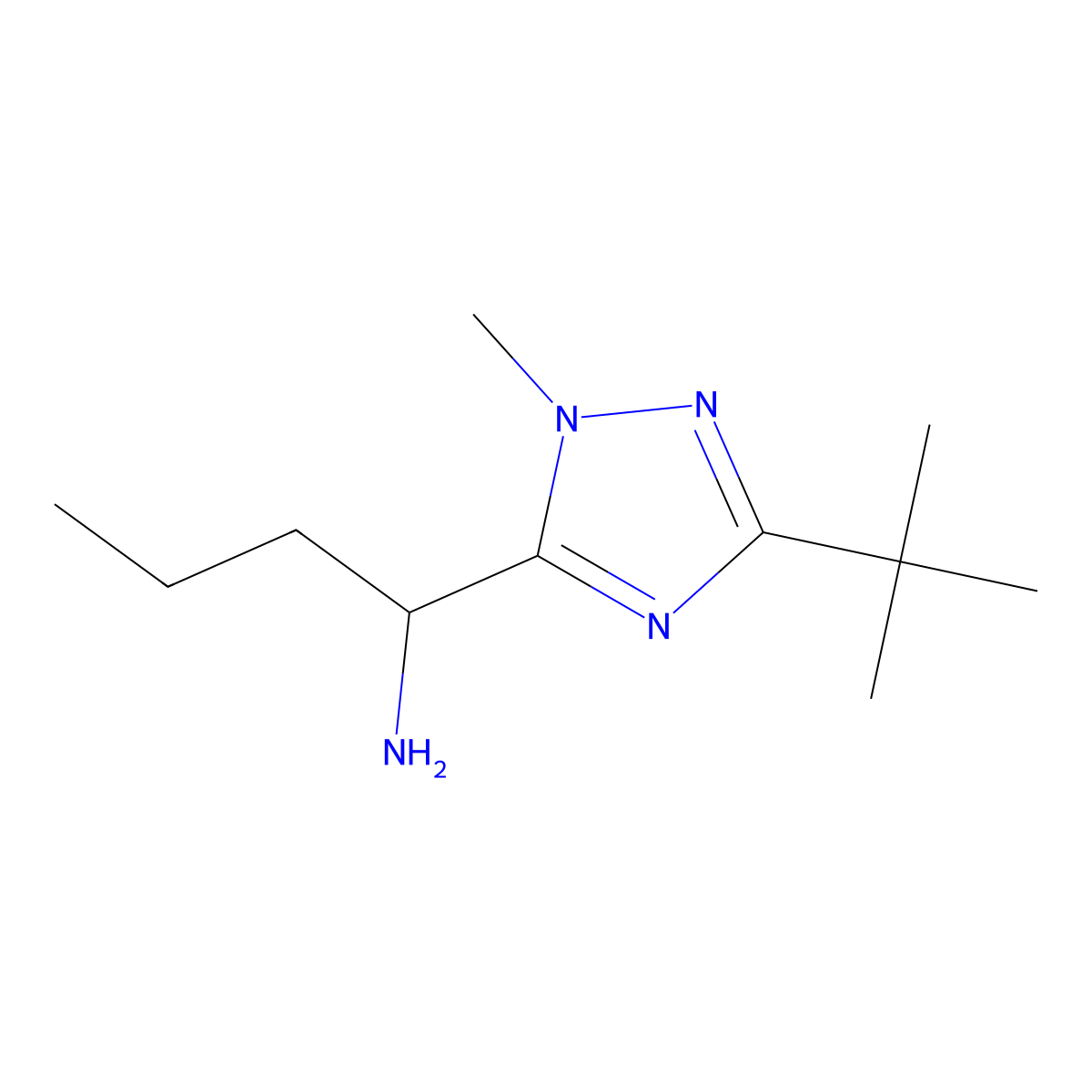 1-(3-(Tert-butyl)-1-methyl-1h-1,2,4-triazol-5-yl)butan-1-amine molecular structure, CAS 1342015-34-2