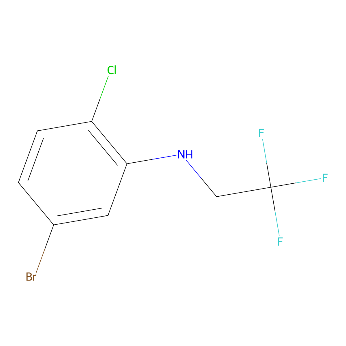 5-bromo-2-chloro-N-(2,2,2-trifluoroethyl)aniline molecular structure, CAS 1342016-62-9