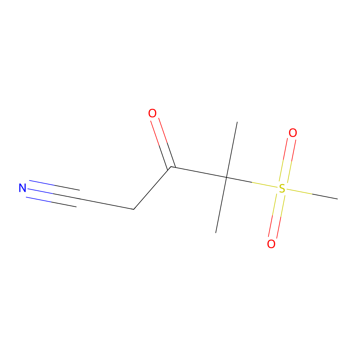 4-Methanesulfonyl-4-methyl-3-oxopentanenitrile molecular structure, CAS 1342017-46-2