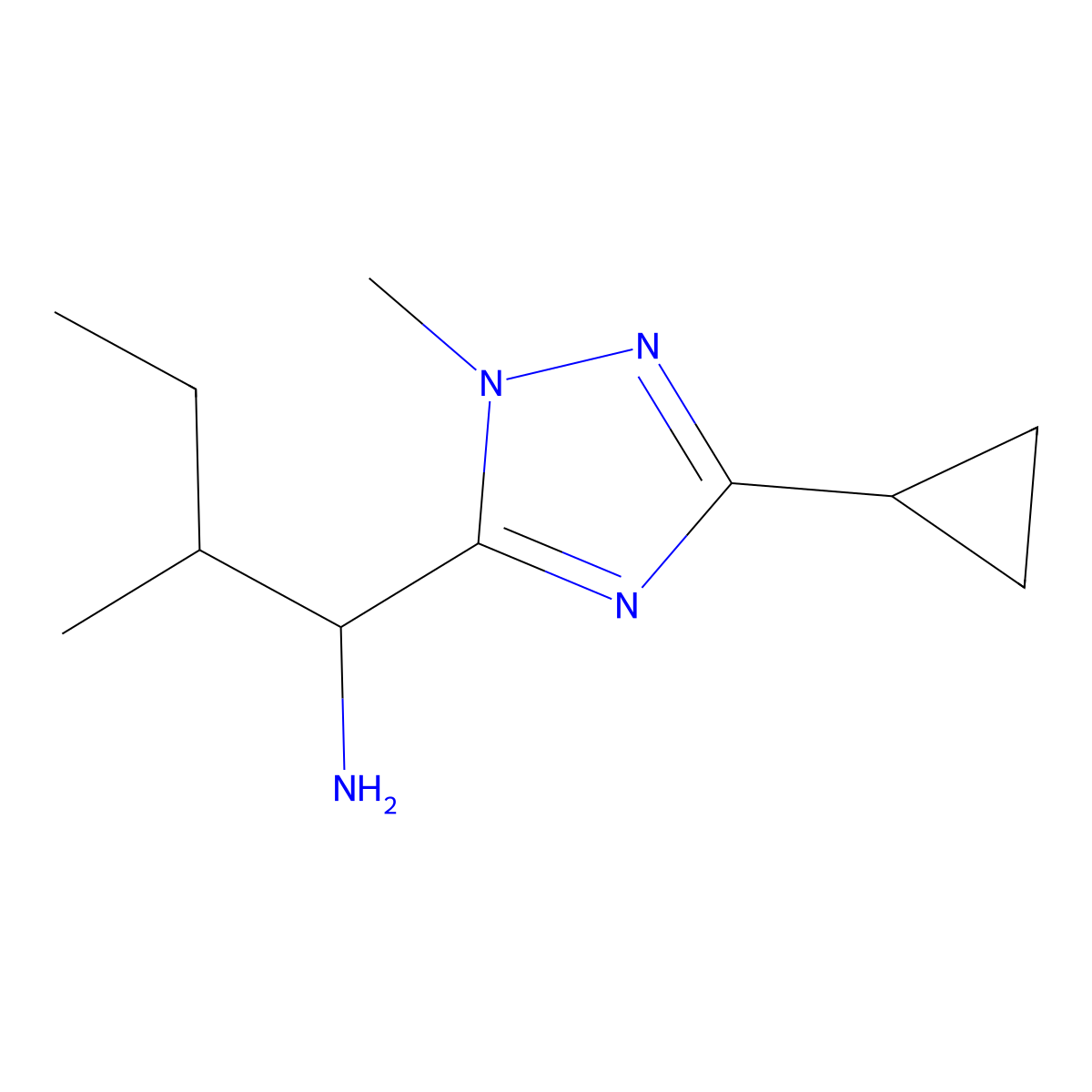 1-(3-Cyclopropyl-1-methyl-1h-1,2,4-triazol-5-yl)-2-methylbutan-1-amine molecular structure, CAS 1342018-76-1