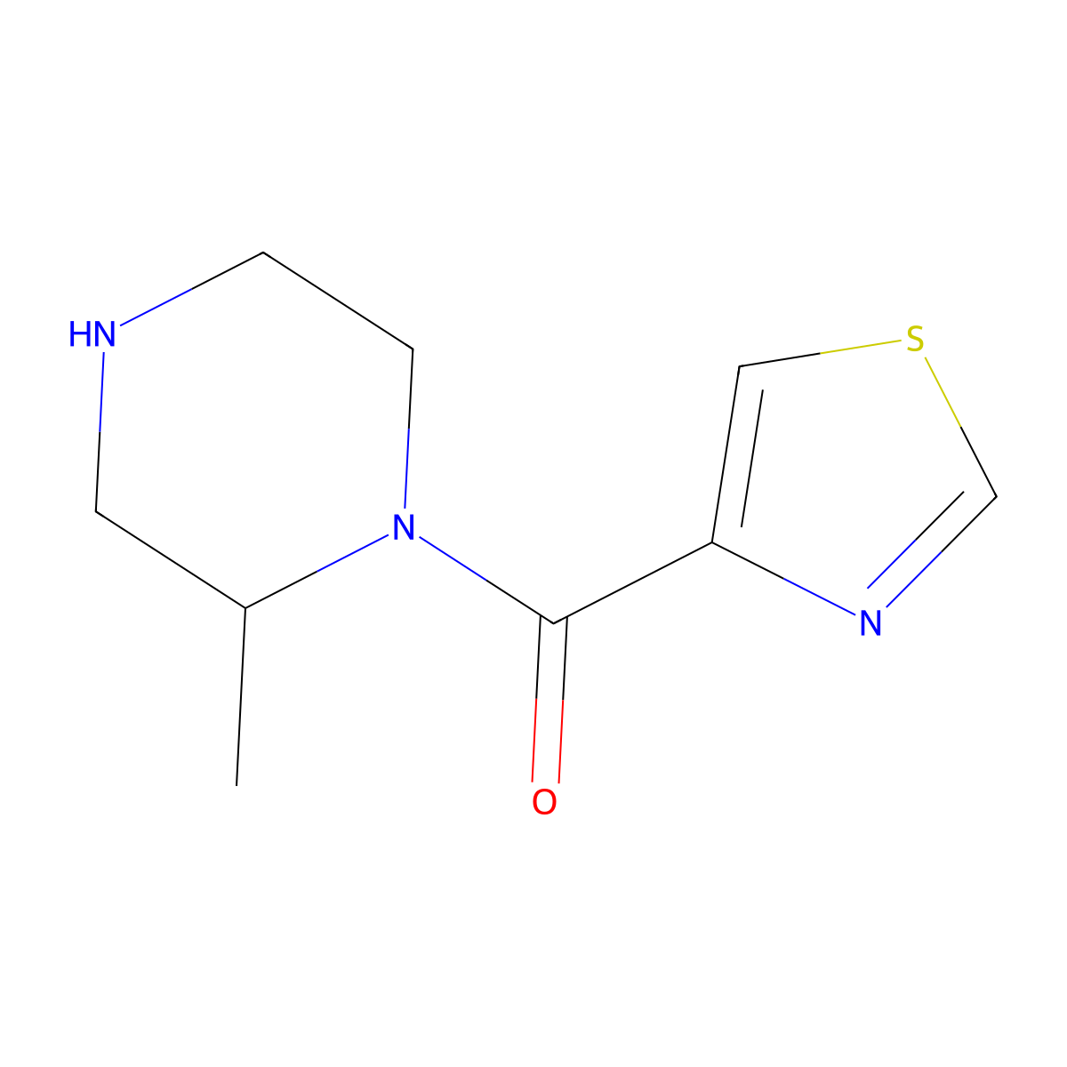 2-Methyl-1-(1,3-thiazole-4-carbonyl)piperazine molecular structure, CAS 1342019-63-9