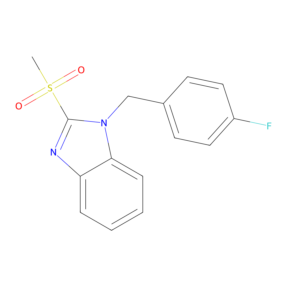 1-(4-fluorobenzyl)-2-(methylsulfonyl)-1H-benzo[d]imidazole molecular structure, CAS 134202-23-6