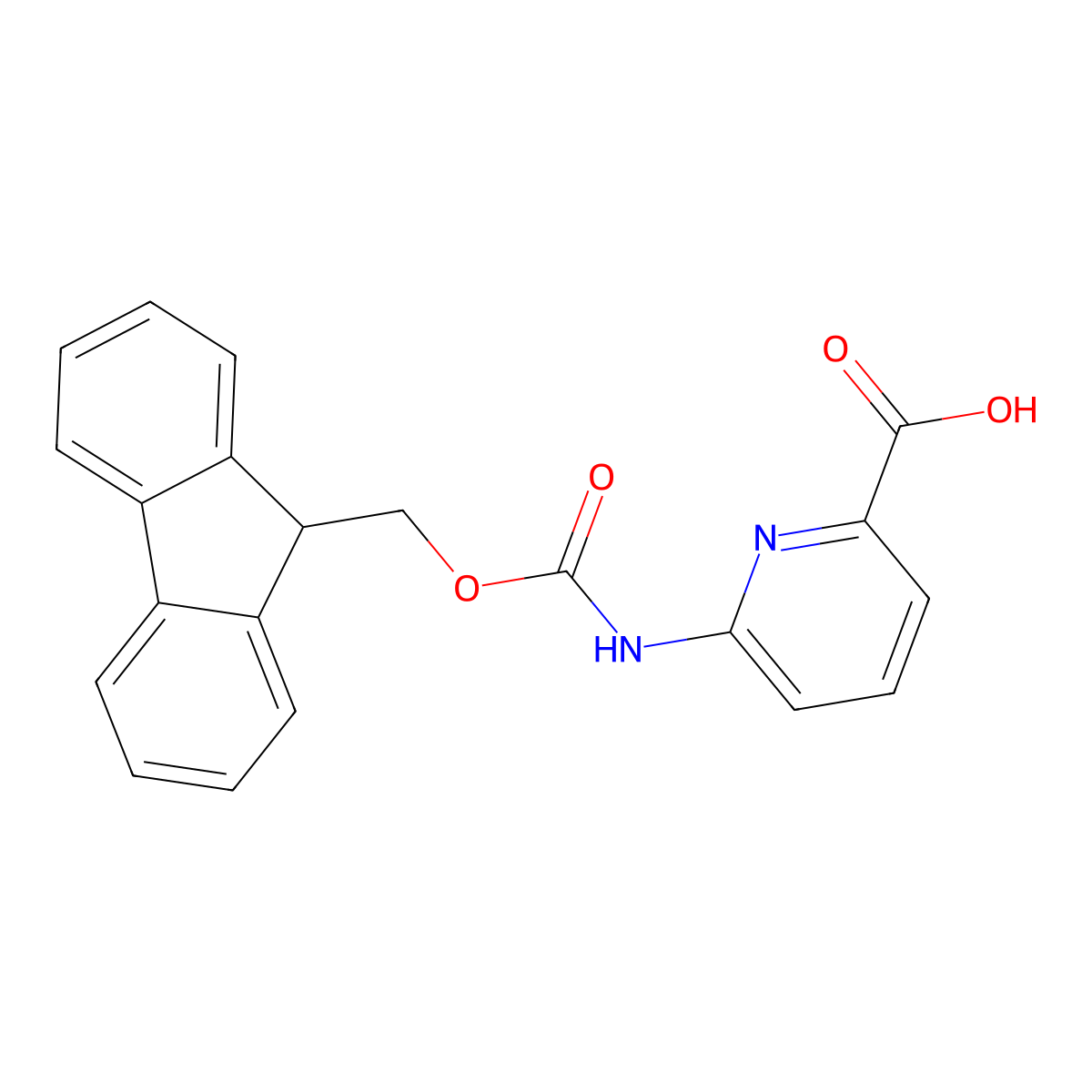 6-((((9h-Fluoren-9-yl)methoxy)carbonyl)amino)picolinic acid molecular structure, CAS 1342022-63-2