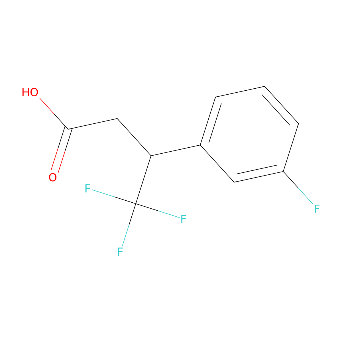 4,4,4-Trifluoro-3-(3-fluorophenyl)butanoic acid molecular structure, CAS 1342025-10-8