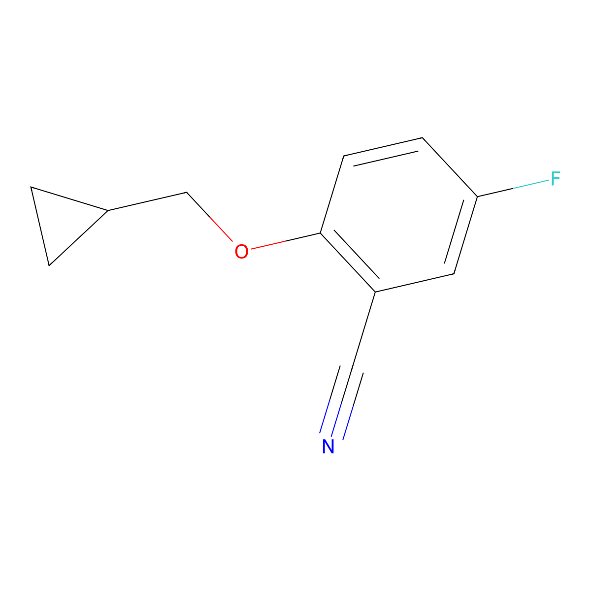 2-(Cyclopropylmethoxy)-5-fluorobenzonitrile molecular structure, CAS 1342025-16-4