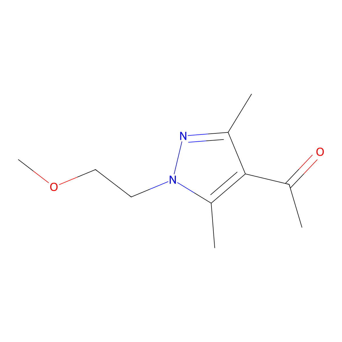 1-[1-(2-methoxyethyl)-3,5-dimethyl-1H-pyrazol-4-yl]ethan-1-one molecular structure, CAS 1342025-30-2