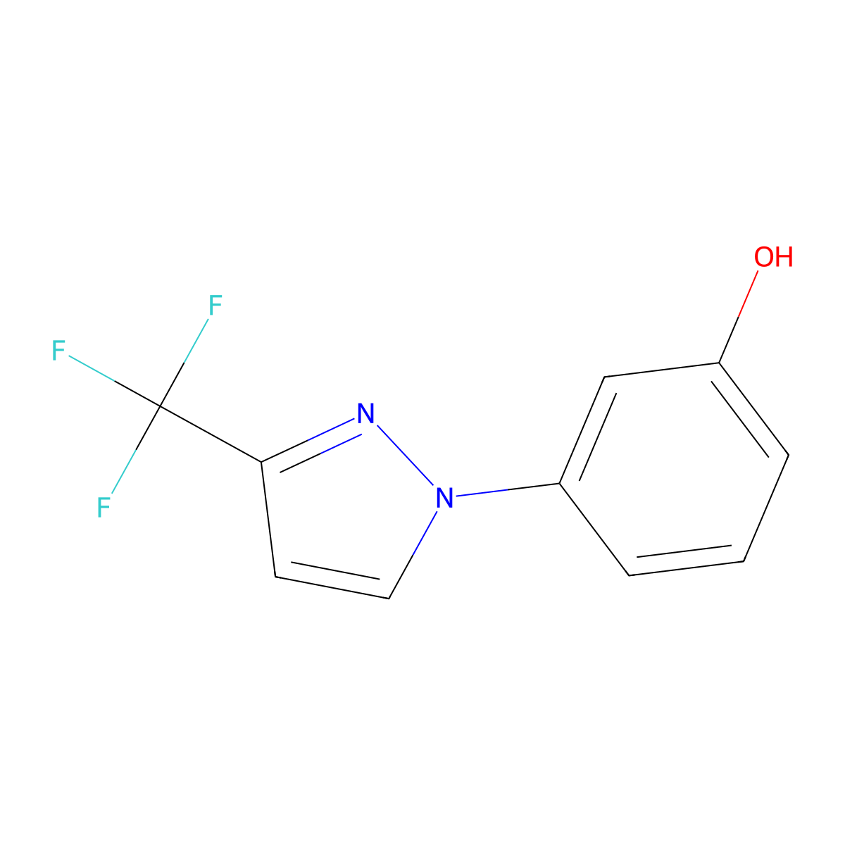 3-(3-(trifluoromethyl)-1H-pyrazol-1-yl)phenol molecular structure, CAS 1342026-72-5