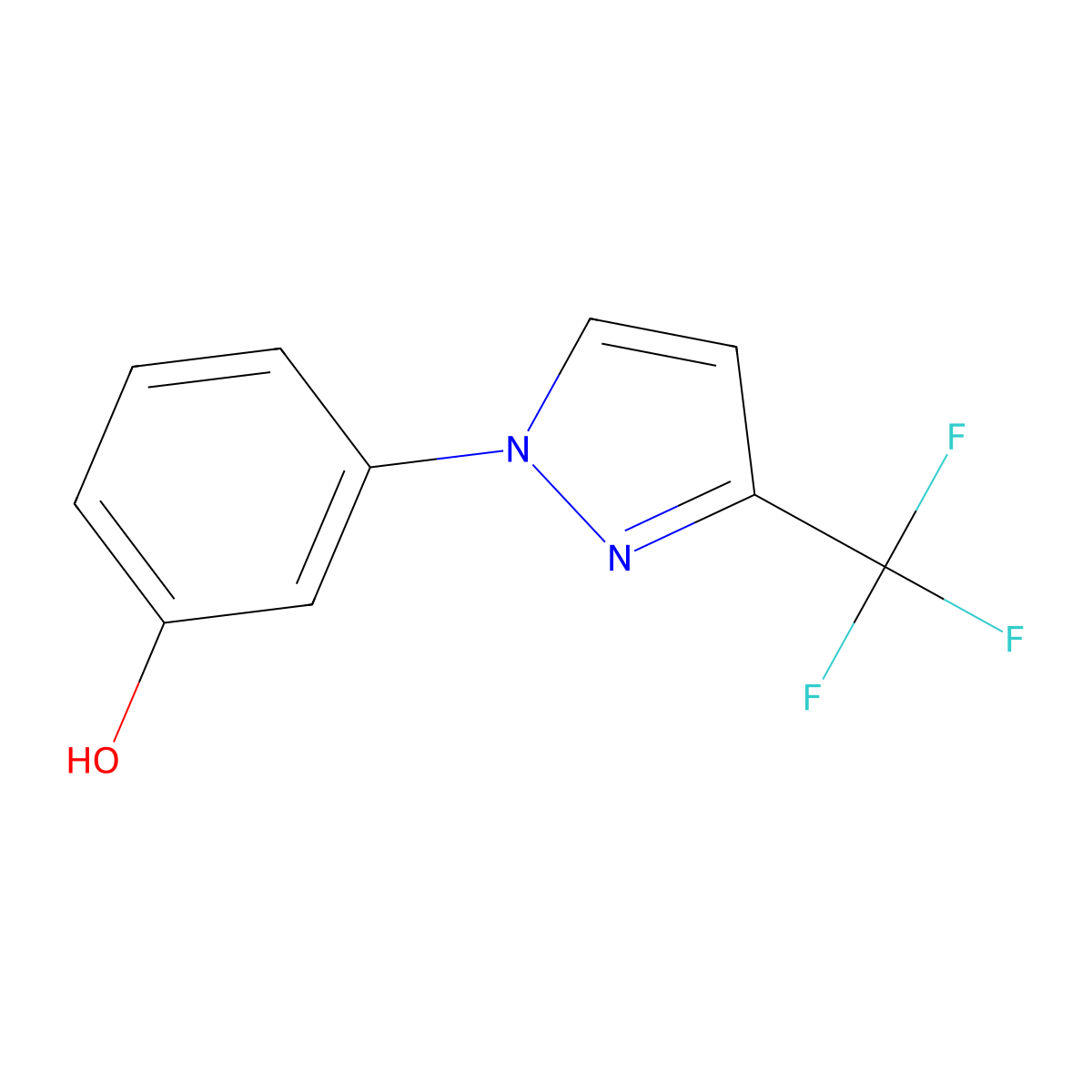 3-(3-(trifluoromethyl)-1H-pyrazol-1-yl)phenol molecular structure, CAS 1342026-72-5