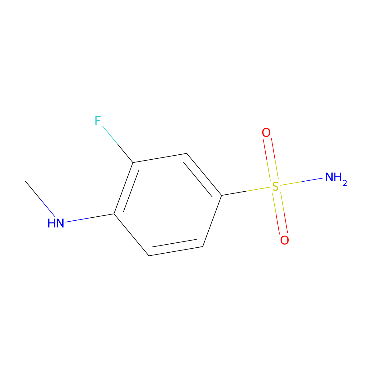 3-Fluoro-4-(methylamino)benzene-1-sulfonamide molecular structure, CAS 1342027-35-3