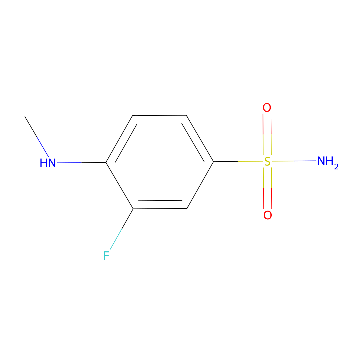 3-Fluoro-4-(methylamino)benzene-1-sulfonamide molecular structure, CAS 1342027-35-3