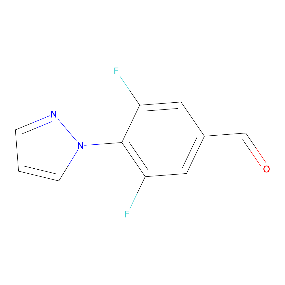 3,5-Difluoro-4-(1H-pyrazol-1-YL)benzaldehyde molecular structure, CAS 1342028-33-4