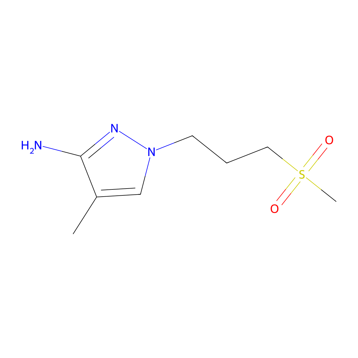 4-Methyl-1-(3-(methylsulfonyl)propyl)-1h-pyrazol-3-amine molecular structure, CAS 1342028-94-7