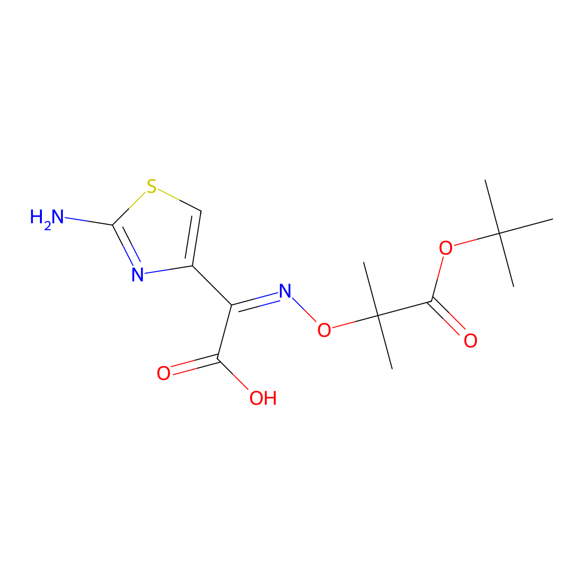 2-(2-Aminothiazol-4-yl)-2-(2-tert-butoxy-1,1-dimethyl-2-oxo-ethoxy)imino-acetic acid molecular structure, CAS 134203-50-2