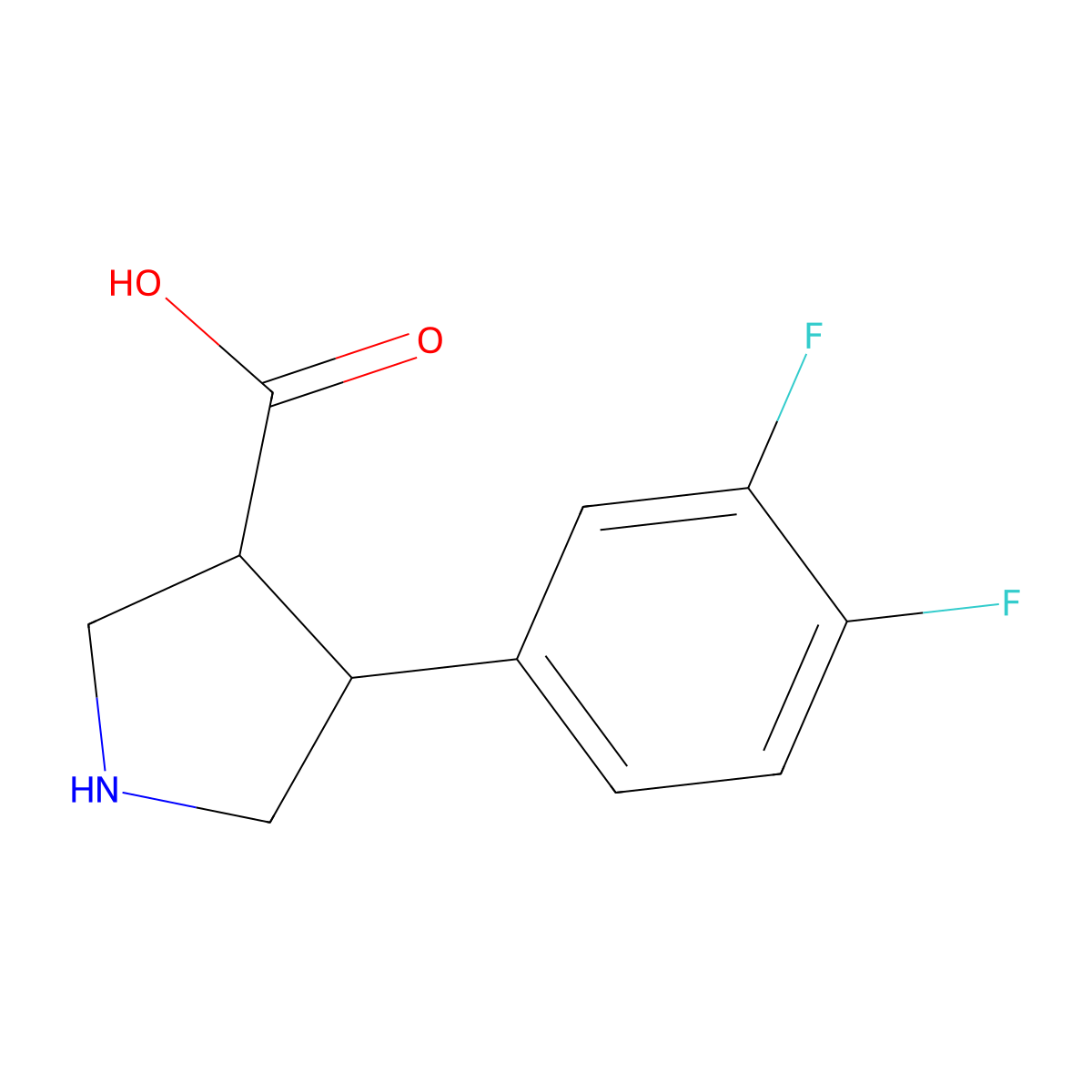 4-(3,4-Difluorophenyl)pyrrolidine-3-carboxylic acid molecular structure, CAS 1342031-77-9