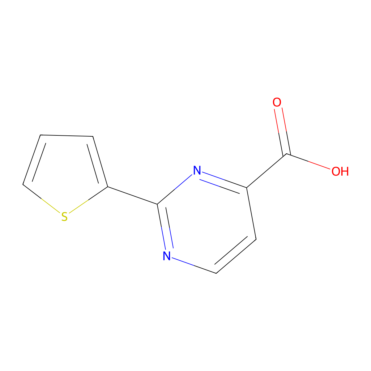 2-(Thiophen-2-yl)pyrimidine-4-carboxylic acid molecular structure, CAS 1342031-91-7