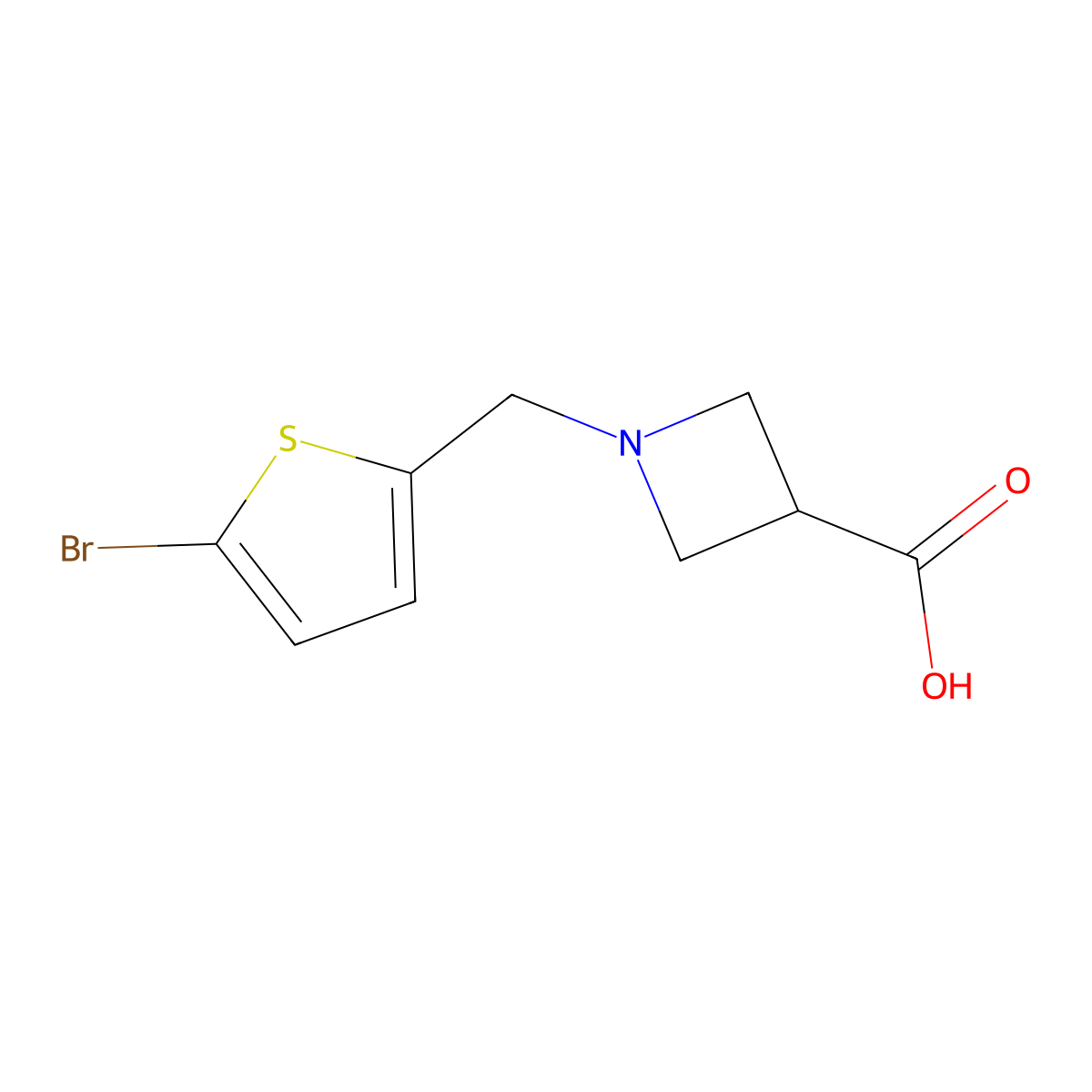 1-[(5-Bromothiophen-2-yl)methyl]azetidine-3-carboxylic acid molecular structure, CAS 1342033-57-1