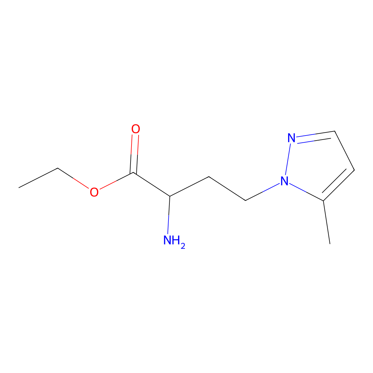 Ethyl 2-amino-4-(5-methyl-1h-pyrazol-1-yl)butanoate molecular structure, CAS 1342034-59-6