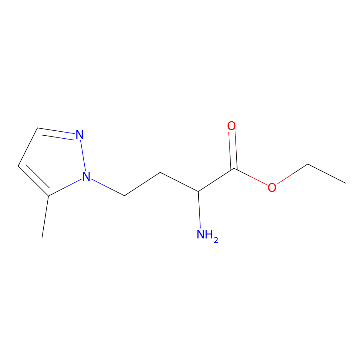 Ethyl 2-amino-4-(5-methyl-1h-pyrazol-1-yl)butanoate molecular structure, CAS 1342034-59-6