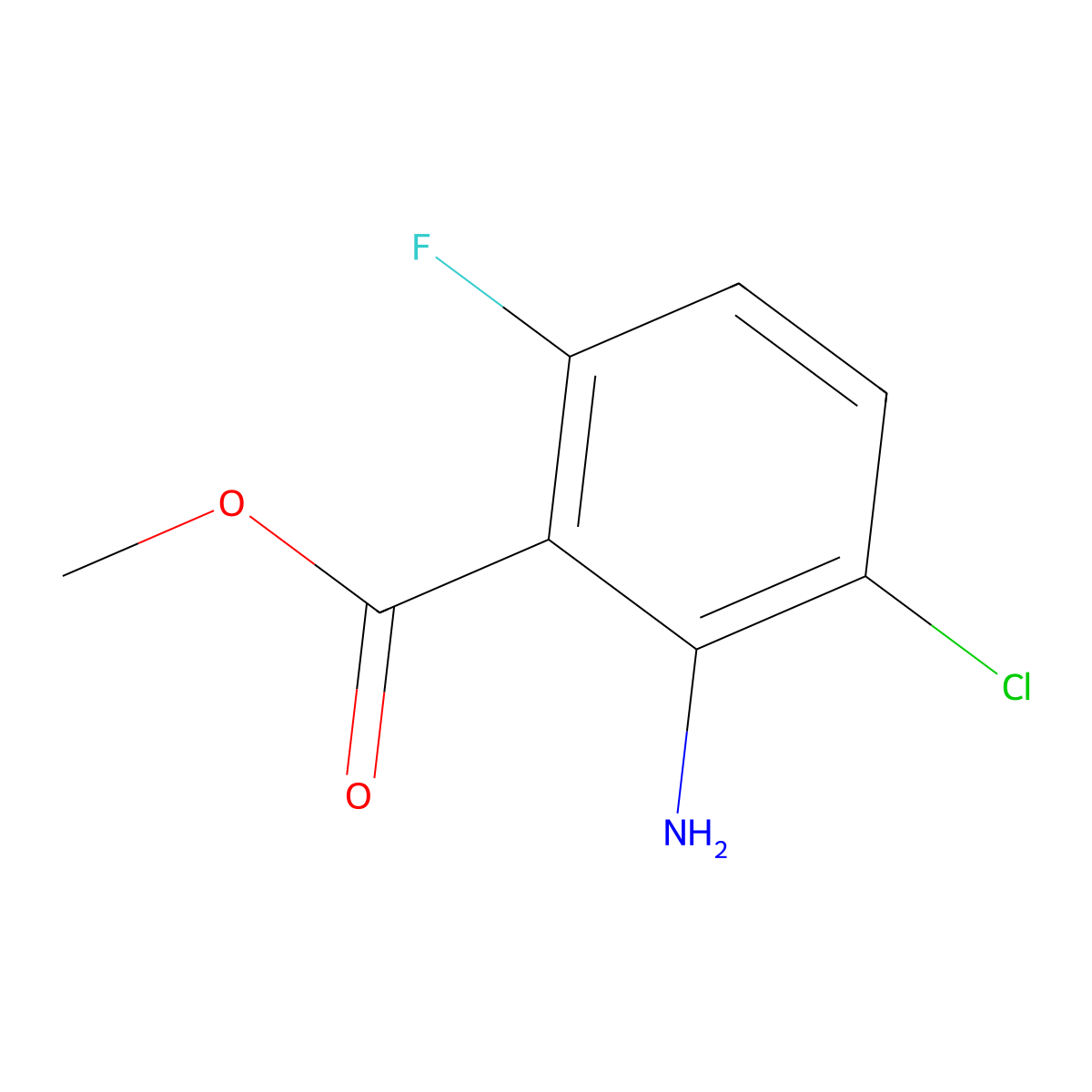 Methyl 2-amino-3-chloro-6-fluorobenzoate molecular structure, CAS 1342035-05-5