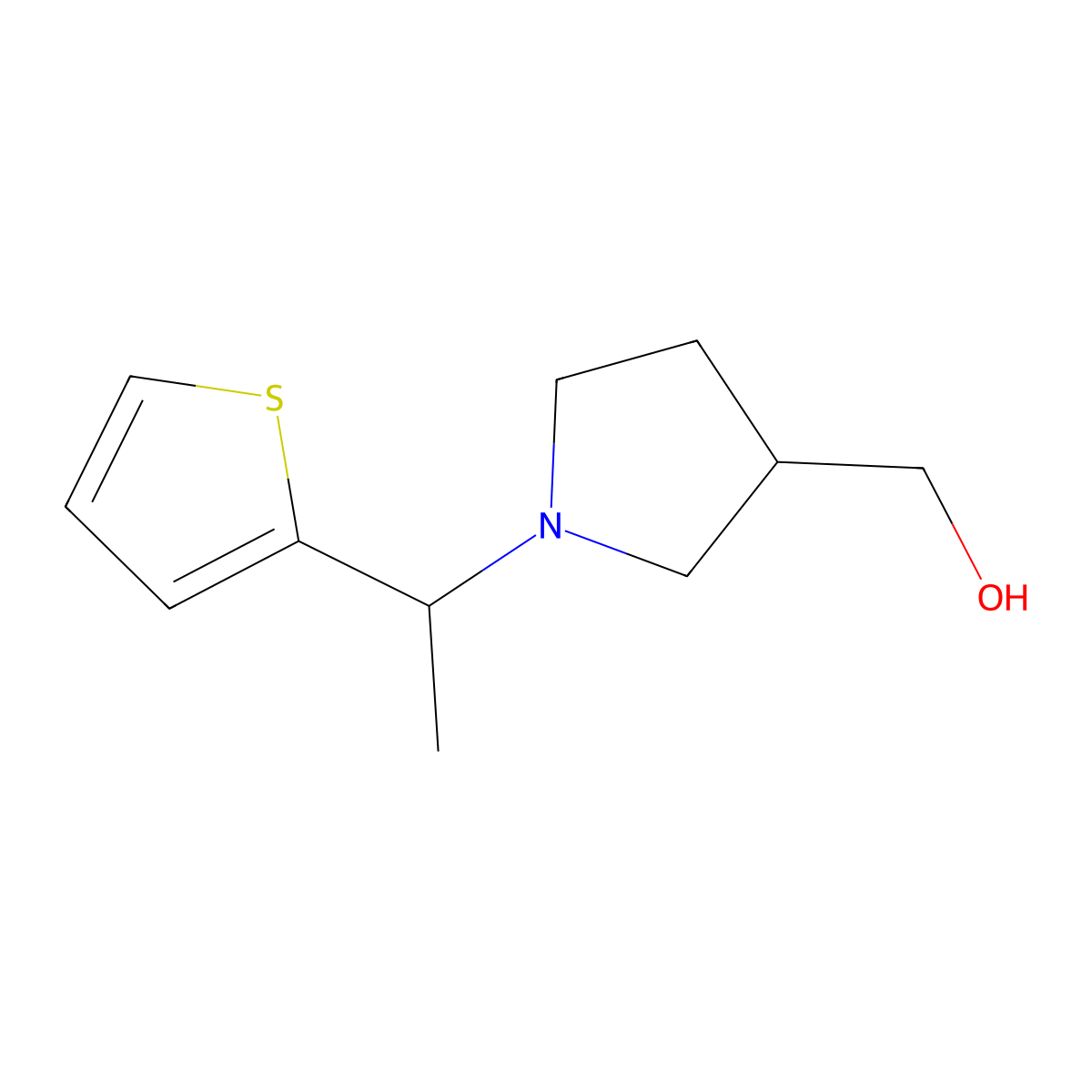 (1-(1-(Thiophen-2-yl)ethyl)pyrrolidin-3-yl)methanol molecular structure, CAS 1342036-25-2