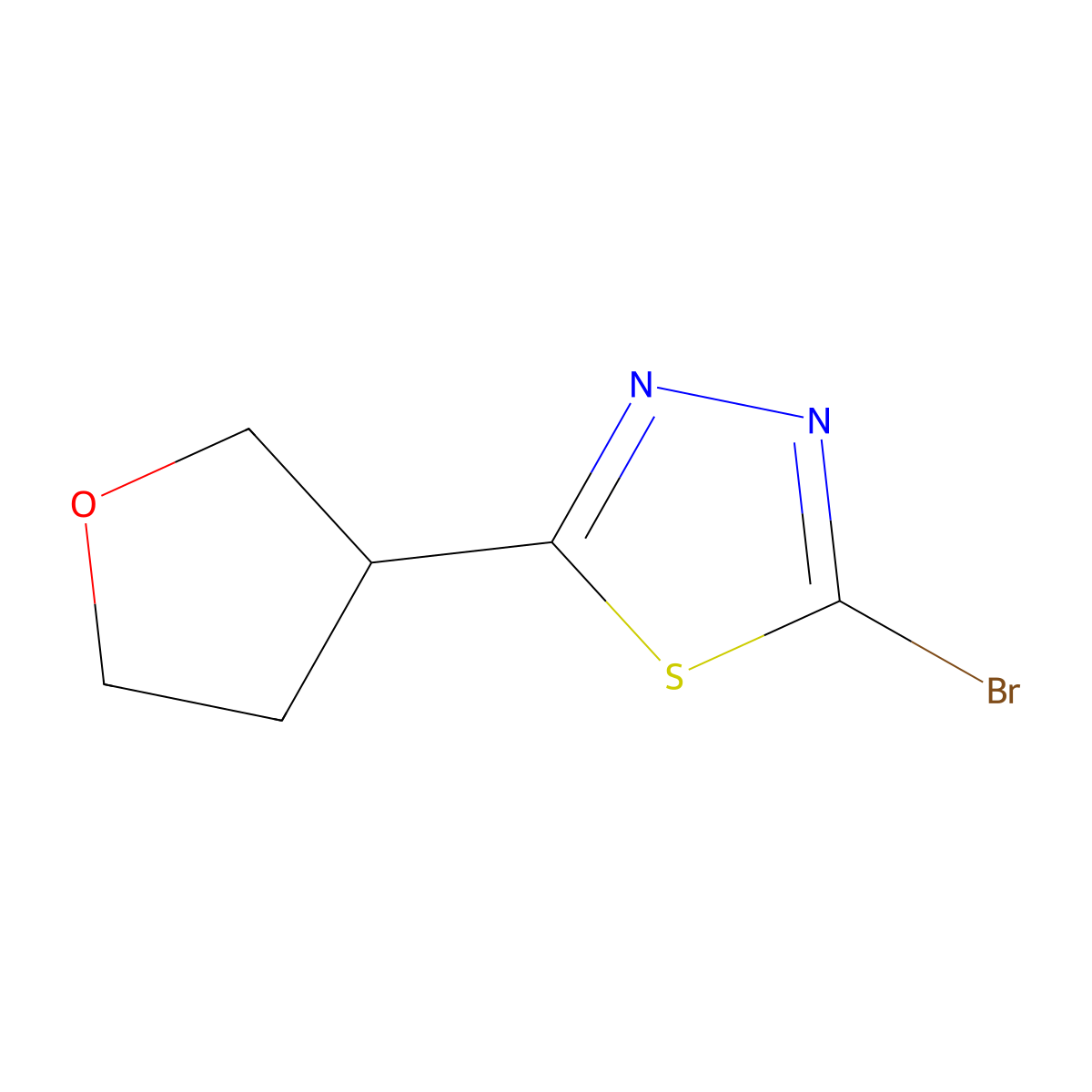 2-Bromo-5-(oxolan-3-yl)-1,3,4-thiadiazole molecular structure, CAS 1342036-39-8