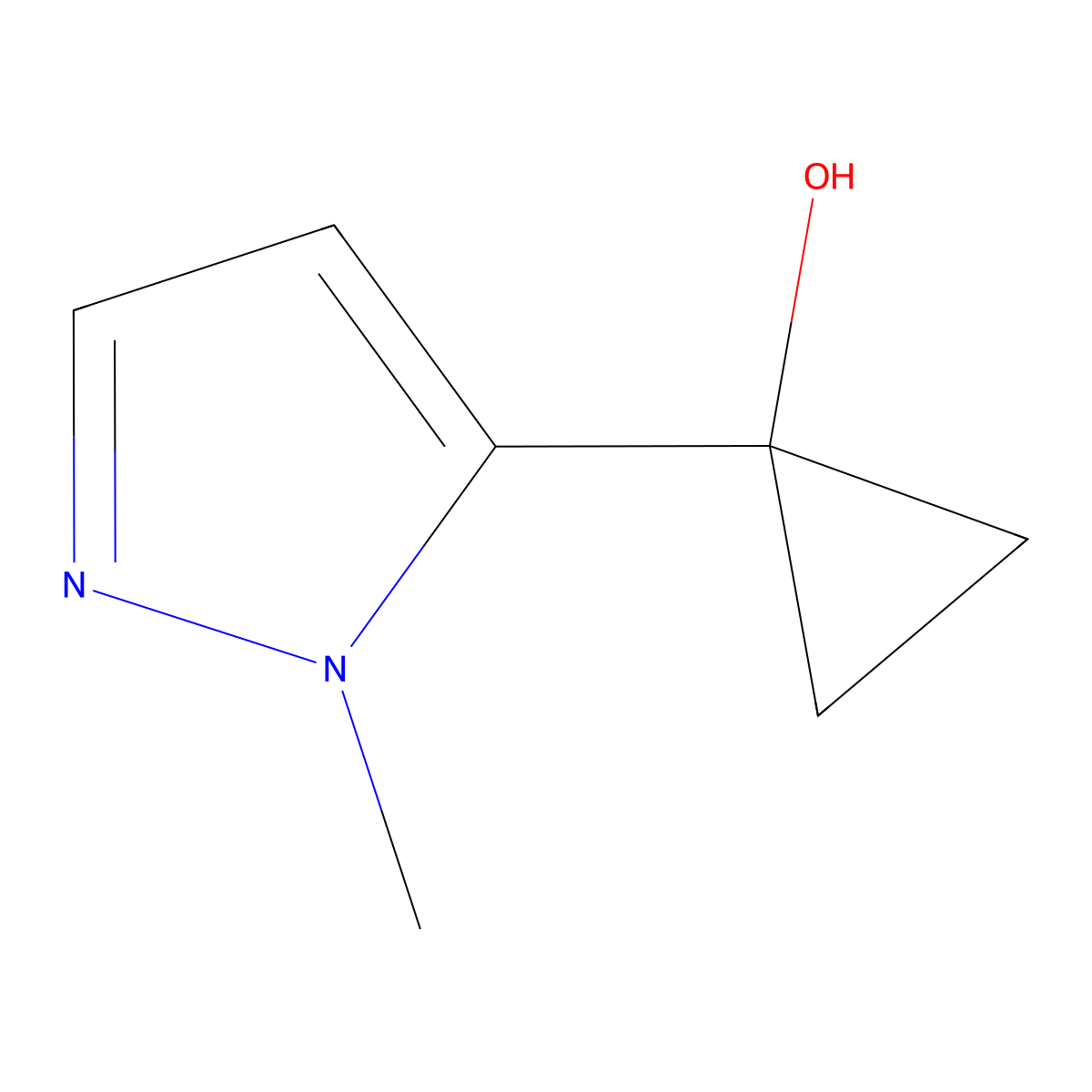 1-(1-methyl-1H-pyrazol-5-yl)cyclopropan-1-ol molecular structure, CAS 1342041-21-7