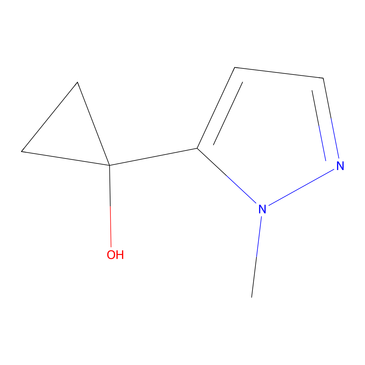 1-(1-methyl-1H-pyrazol-5-yl)cyclopropan-1-ol molecular structure, CAS 1342041-21-7