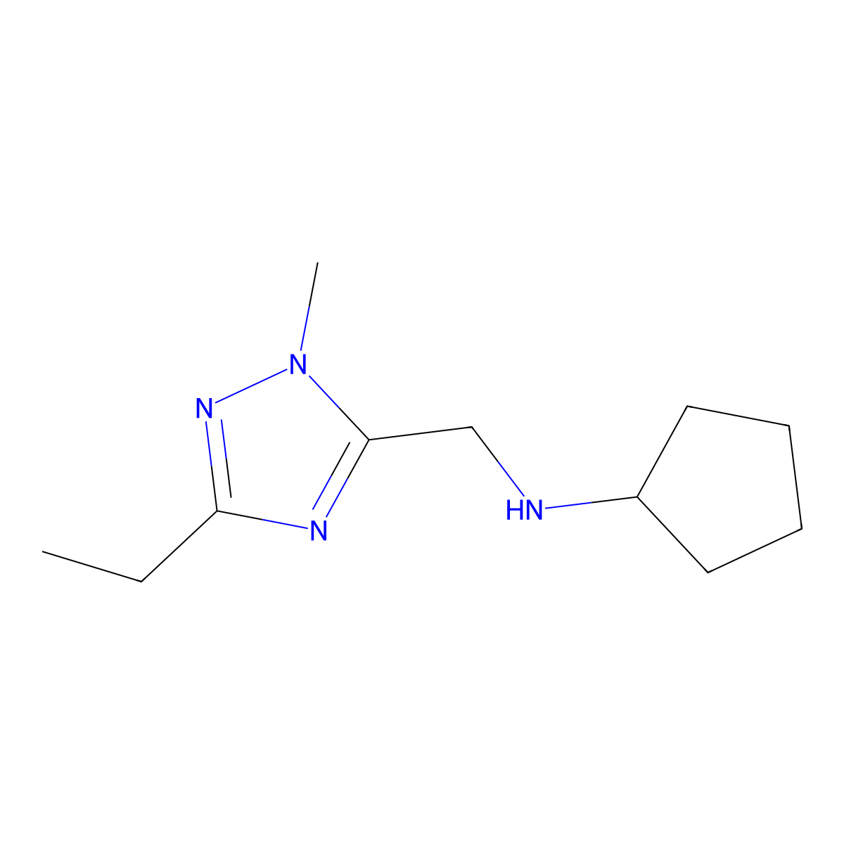 n-((3-Ethyl-1-methyl-1h-1,2,4-triazol-5-yl)methyl)cyclopentanamine molecular structure, CAS 1342042-39-0