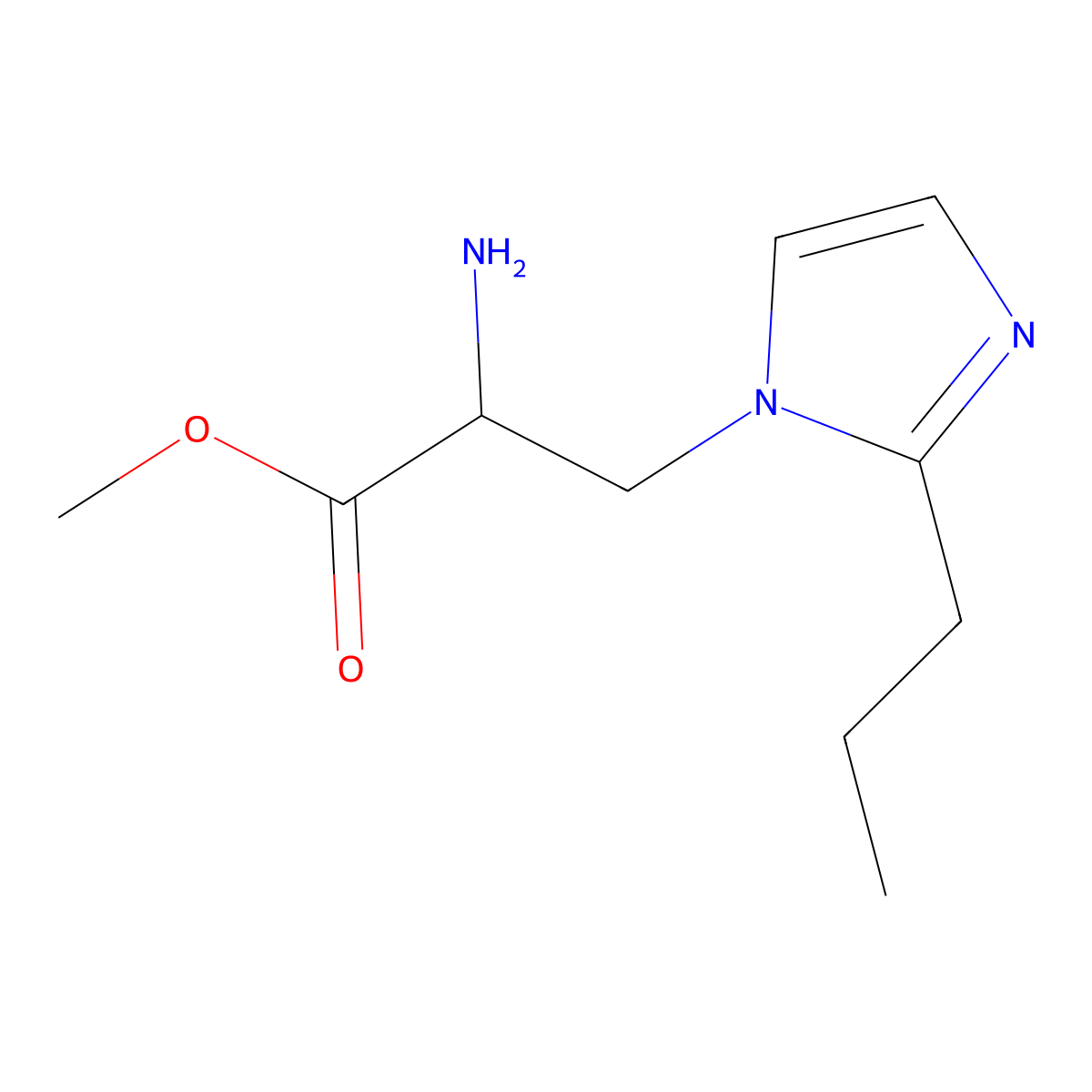 Methyl 2-amino-3-(2-propyl-1h-imidazol-1-yl)propanoate molecular structure, CAS 1342044-86-3