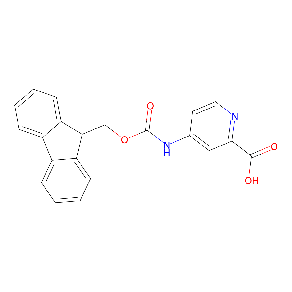 4-({[(9H-fluoren-9-yl)methoxy]carbonyl}amino)pyridine-2-carboxylic acid molecular structure, CAS 1342049-68-6