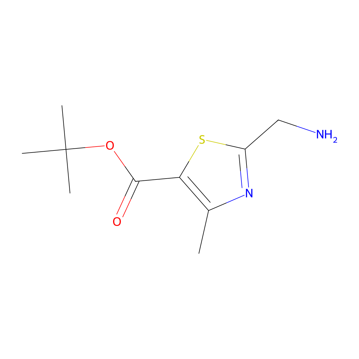 Tert-butyl 2-(aminomethyl)-4-methyl-1,3-thiazole-5-carboxylate molecular structure, CAS 1342052-68-9