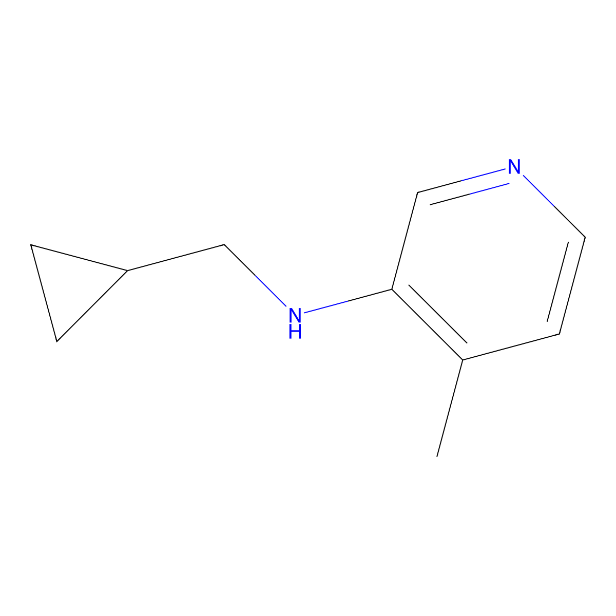 N-(cyclopropylmethyl)-4-methylpyridin-3-amine molecular structure, CAS 1342052-76-9