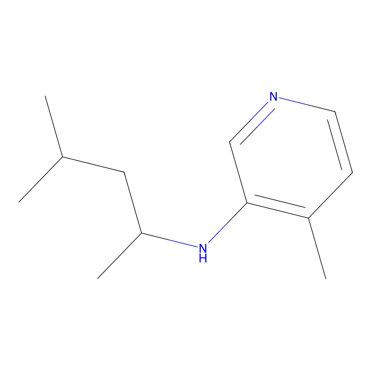 4-methyl-N-(4-methylpentan-2-yl)pyridin-3-amine molecular structure, CAS 1342053-56-8
