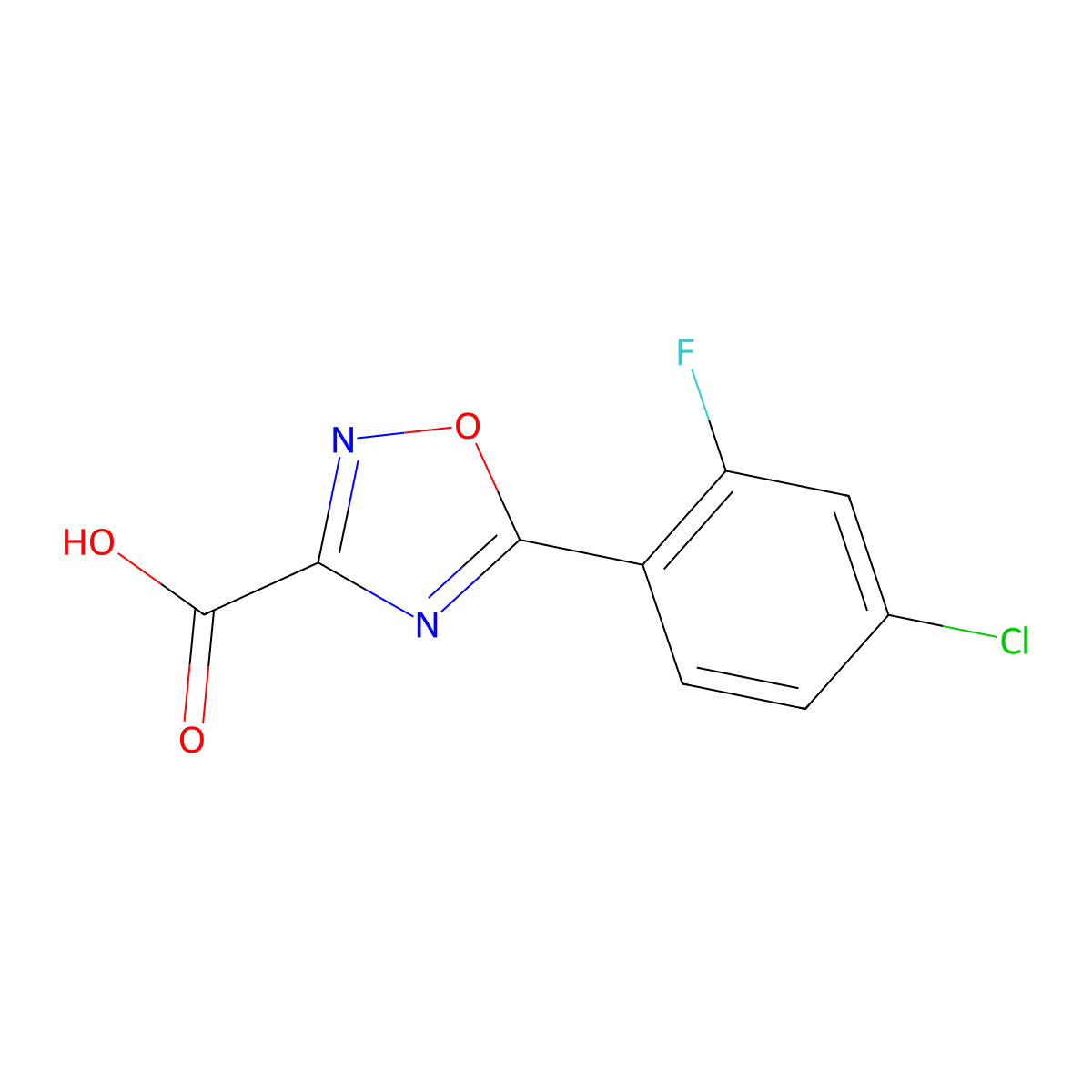 5-(4-Chloro-2-fluorophenyl)-1,2,4-oxadiazole-3-carboxylic acid molecular structure, CAS 1342054-02-7