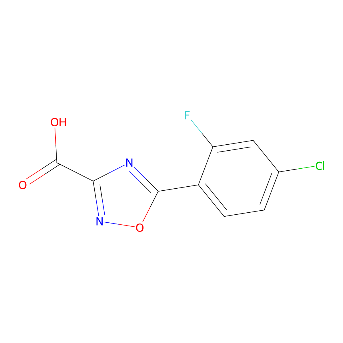 5-(4-Chloro-2-fluorophenyl)-1,2,4-oxadiazole-3-carboxylic acid molecular structure, CAS 1342054-02-7