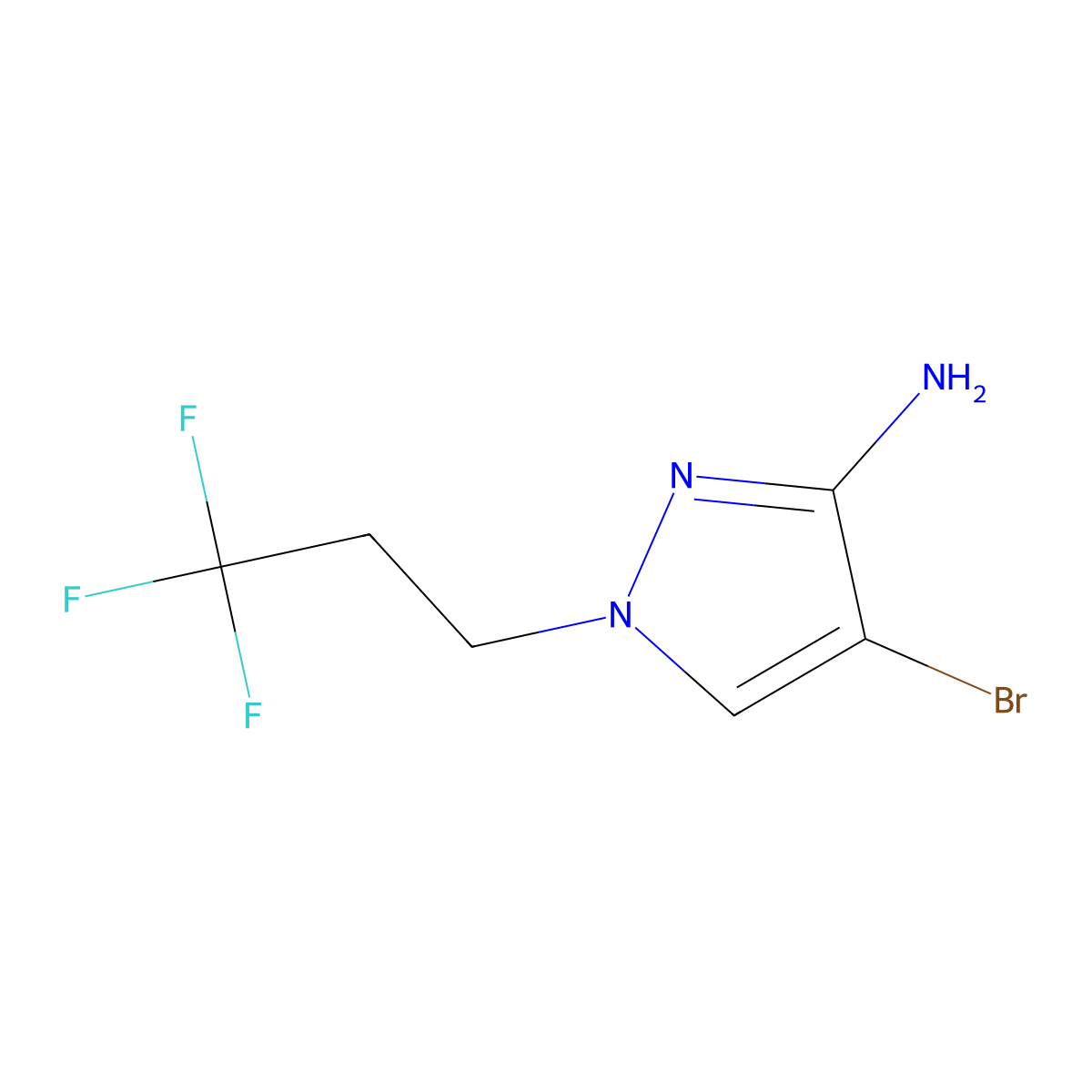 4-bromo-1-(3,3,3-trifluoropropyl)-1H-pyrazol-3-amine molecular structure, CAS 1342054-78-7