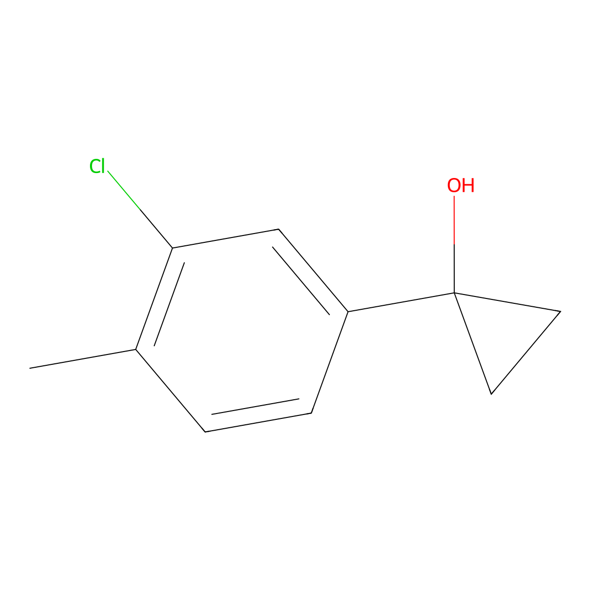 1-(3-Chloro-4-methylphenyl)cyclopropan-1-ol molecular structure, CAS 1342056-57-8