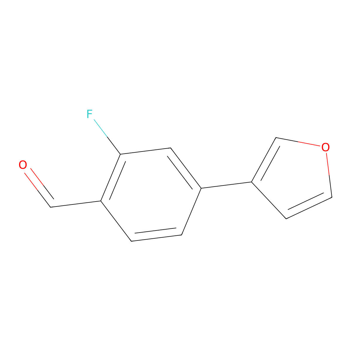 2-Fluoro-4-(furan-3-yl)benzaldehyde molecular structure, CAS 1342057-65-1