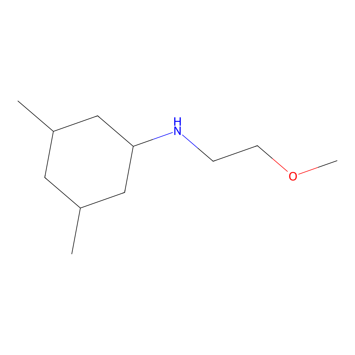 N-(2-methoxyethyl)-3,5-dimethylcyclohexan-1-amine molecular structure, CAS 1342057-80-0