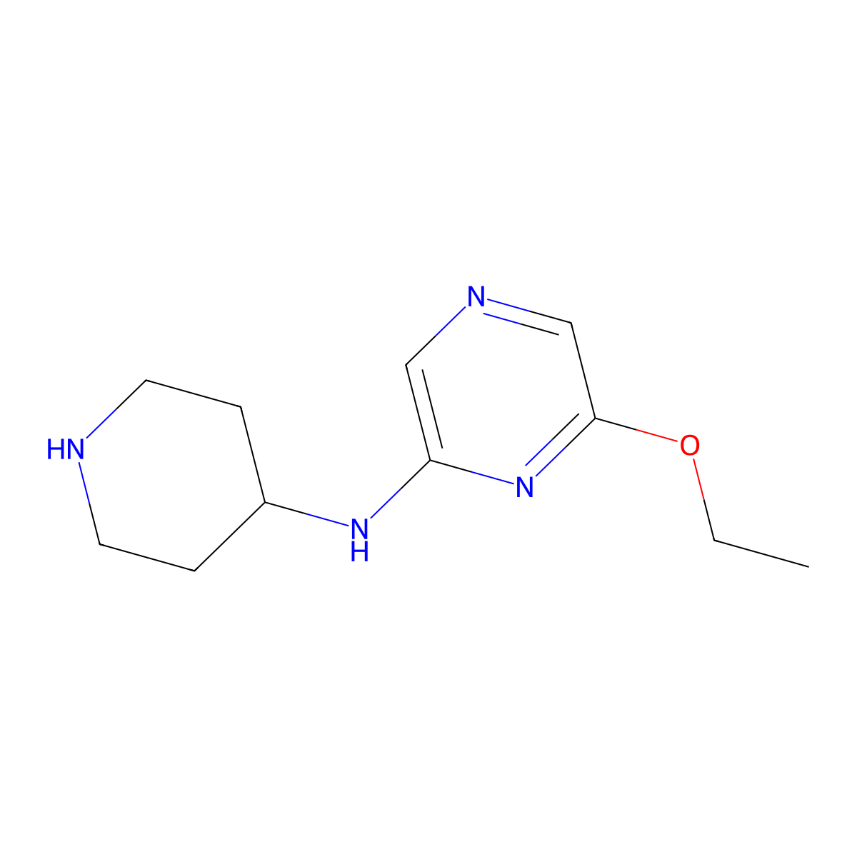 6-ethoxy-N-(piperidin-4-yl)pyrazin-2-amine molecular structure, CAS 1342059-00-0